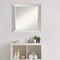 Beveled Wood Bathroom Wall Mirror, Brushed Sterling Silver Frame